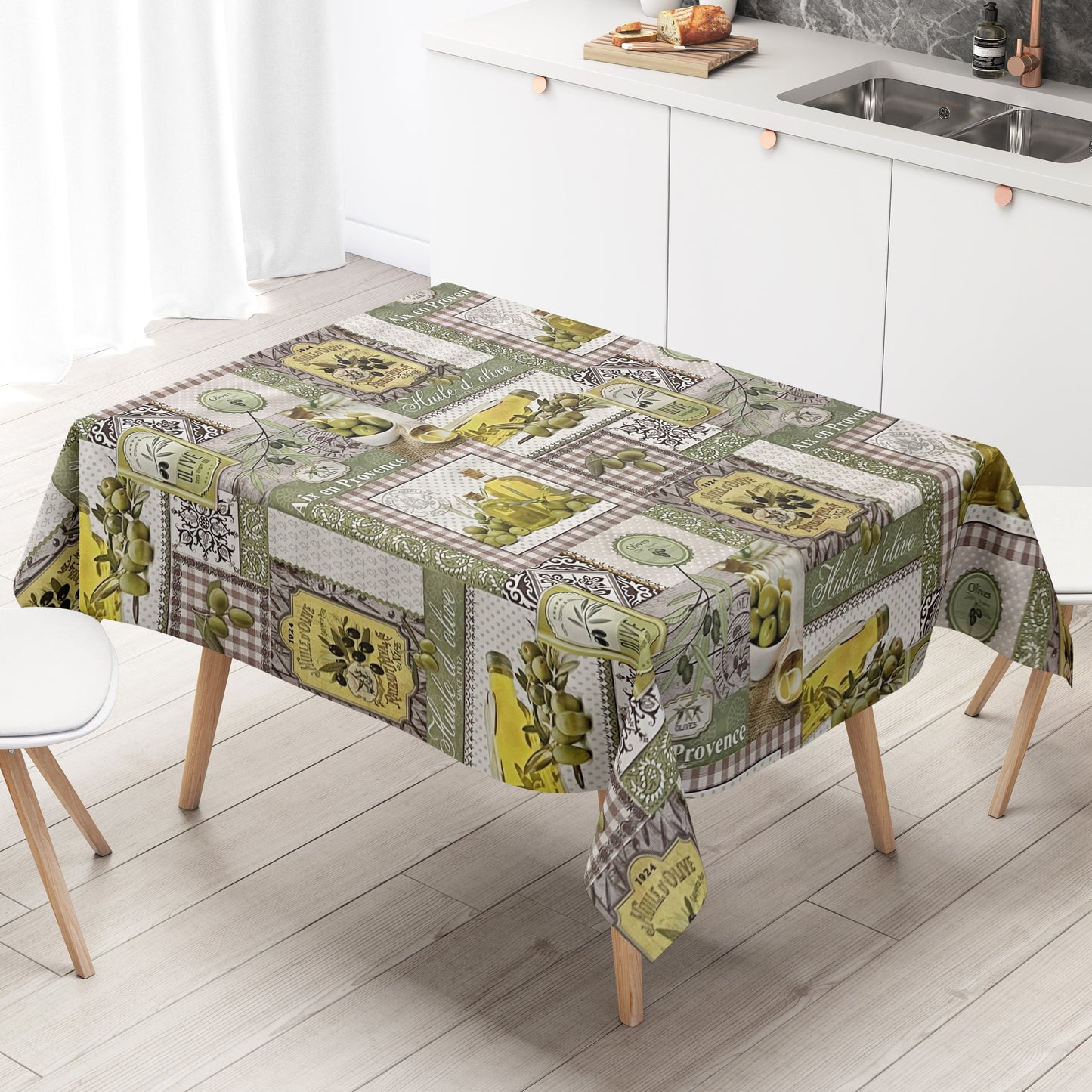 KEVKUS Wachstuch Tischdecke C147010 Oliven mediterran wählbar in eckig, rund und oval -