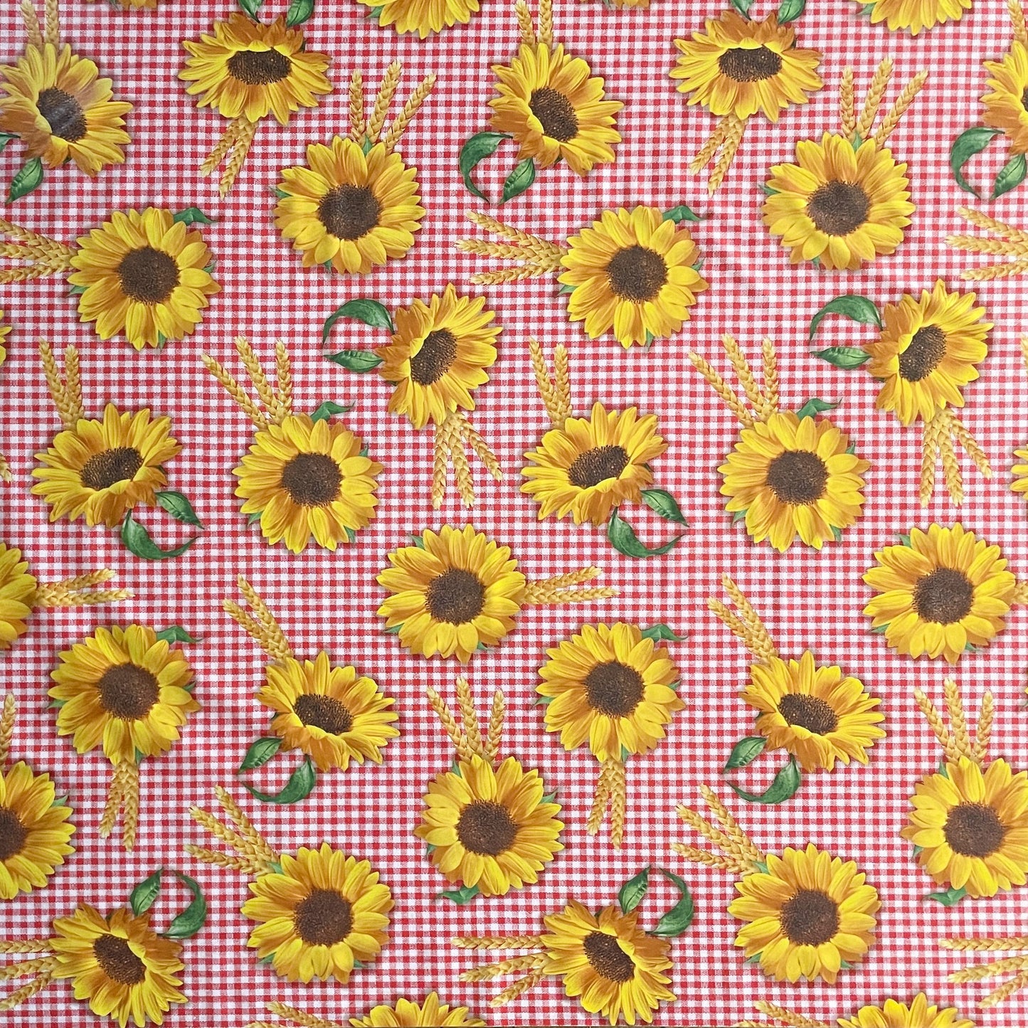 Wachstuch kariert rot Sonnenblumen Getreide