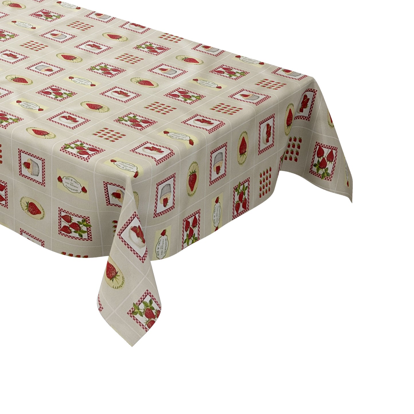 Wachstuch Tischdecke Erdbeeren küche beige