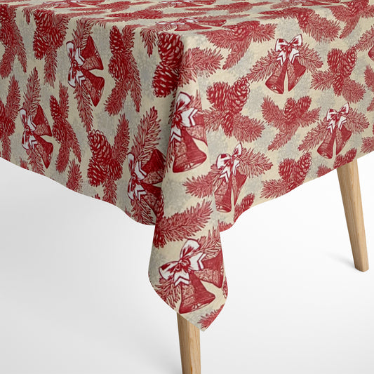 Nappe en coton Noël Avent DIRNA C-198 branches de sapin cloches carrée ronde ovale