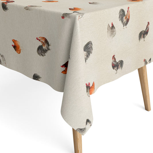 Nappe jacquard coton enduit DP545 poulet poule coq carré rond ovale