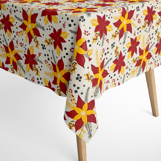 Nappe en coton Noël Avent ETTIA C-198 poinsettia carré rond ovale