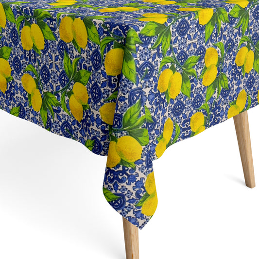 Baumwoll Tischdecke Zitronen Mosaik