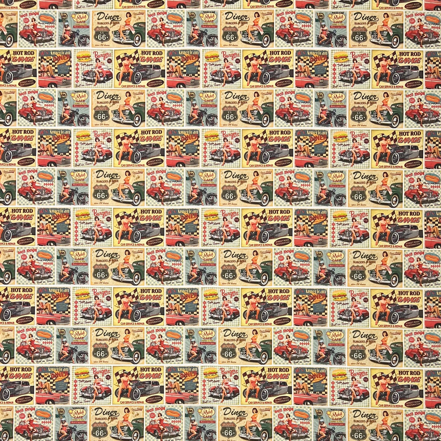 textile Tischdecke Diner Route 66 retro