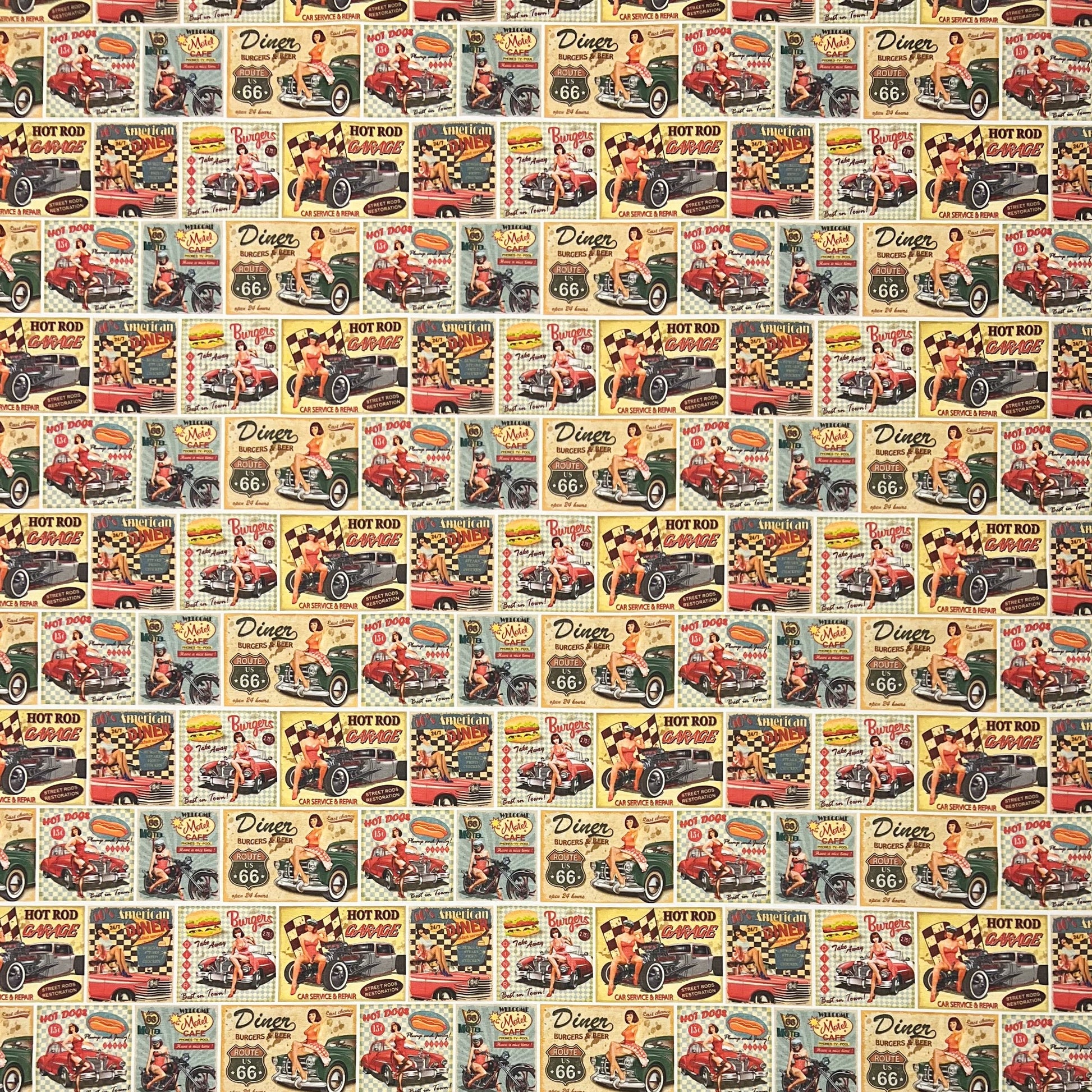 textile Tischdecke Diner Route 66 retro