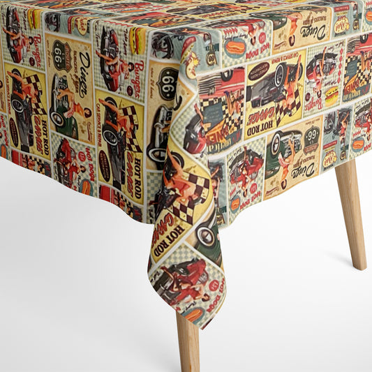 textile Tischdecke Diner Route 66 retro