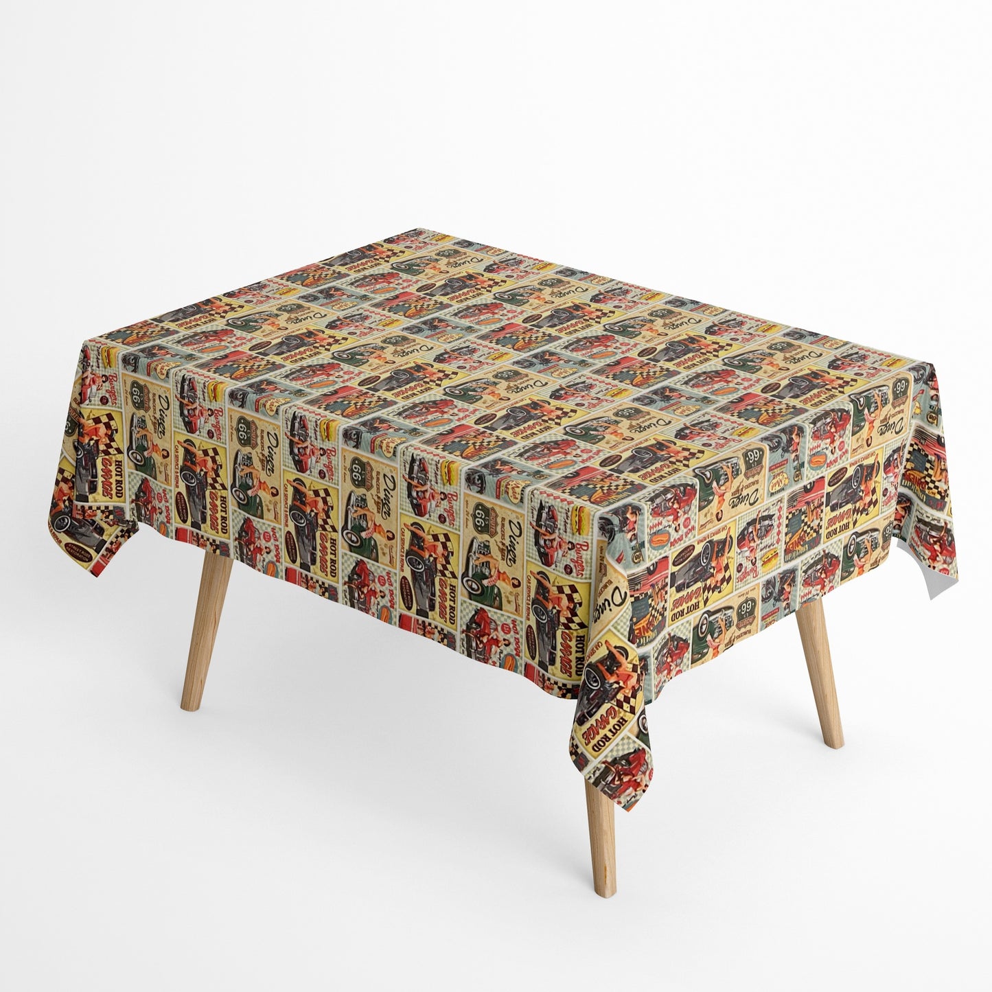 textile Tischdecke Diner Route 66 retro