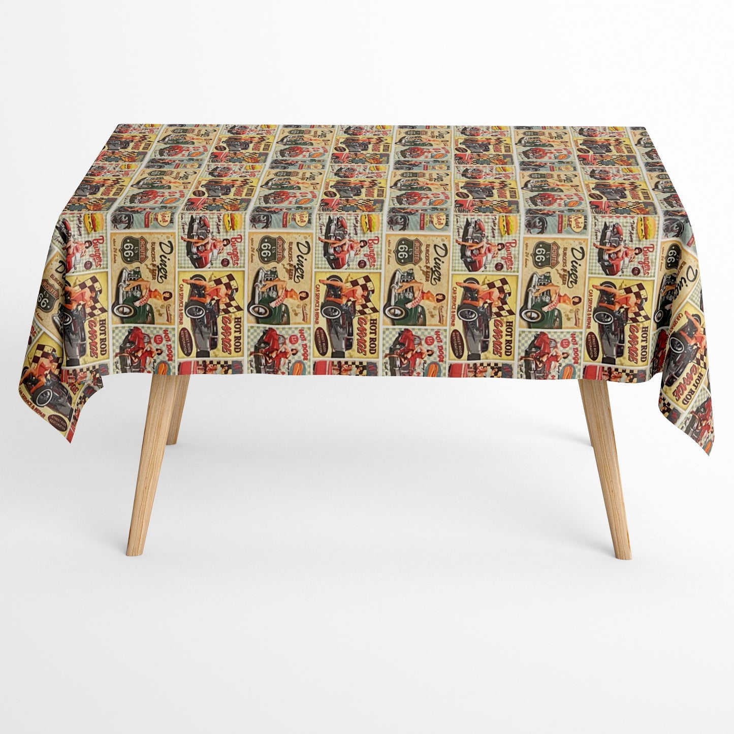 textile Tischdecke Diner Route 66 retro