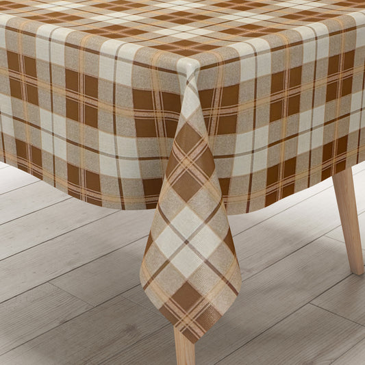 Wachstuch Tischdecke Karo braun beige