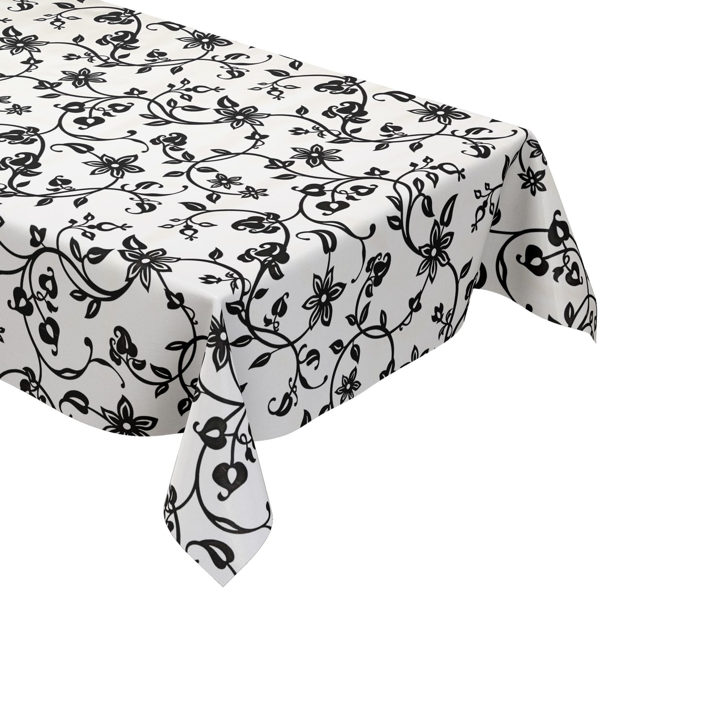 Wachstuch Tischdecke K117A Blumenranken Elegant schwarz weiss abwaschbar eckig rund oval