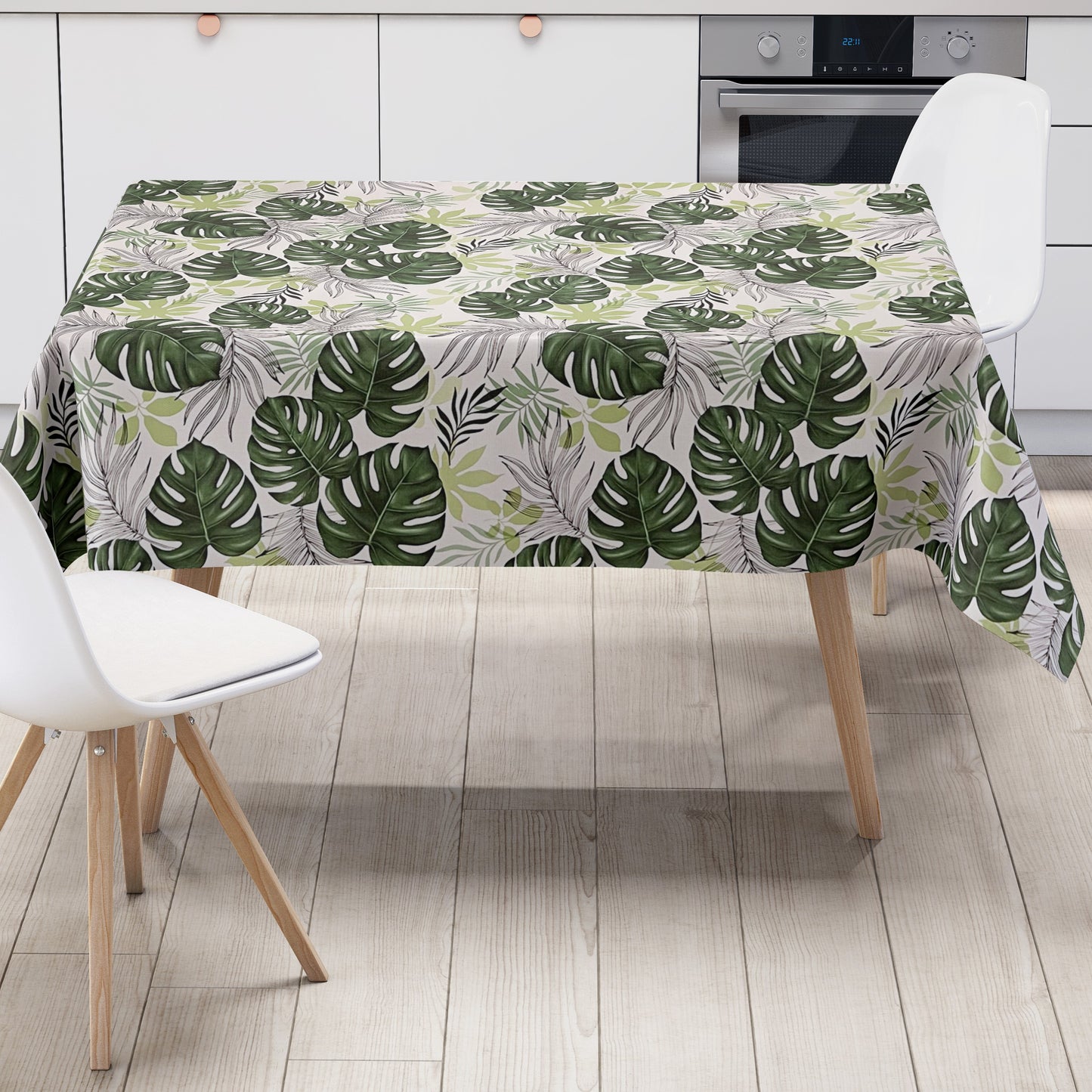 Wachstuch Tischdecke geprägt Palmen Blätter Monstera