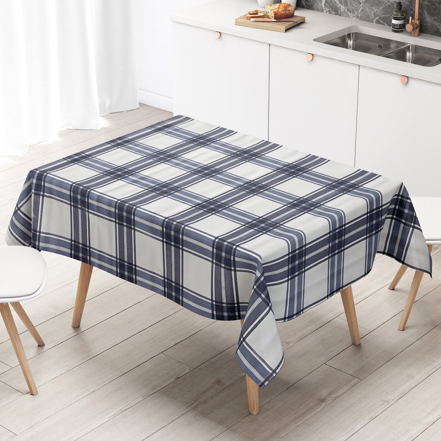Wachstuch Tischdecke kariert blau