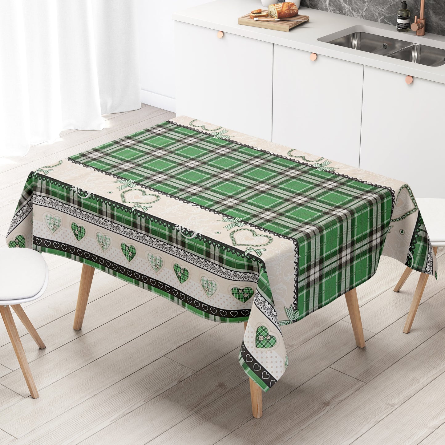 Wachstuch Tischdecke Weihnachten grün