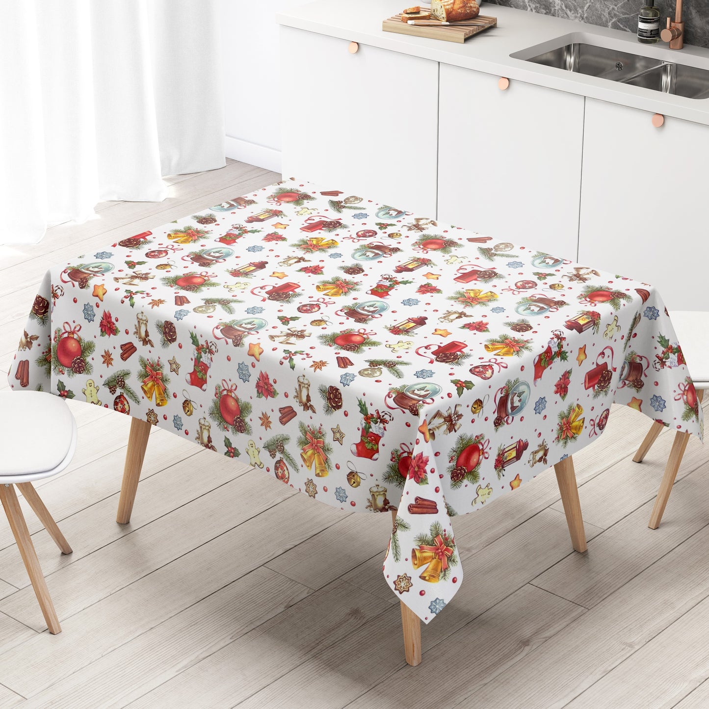 KEVKUS Wachstuch Tischdecke K18A Weihnachten Advent Tannenzweige wählbar in eckig, rund und oval -
