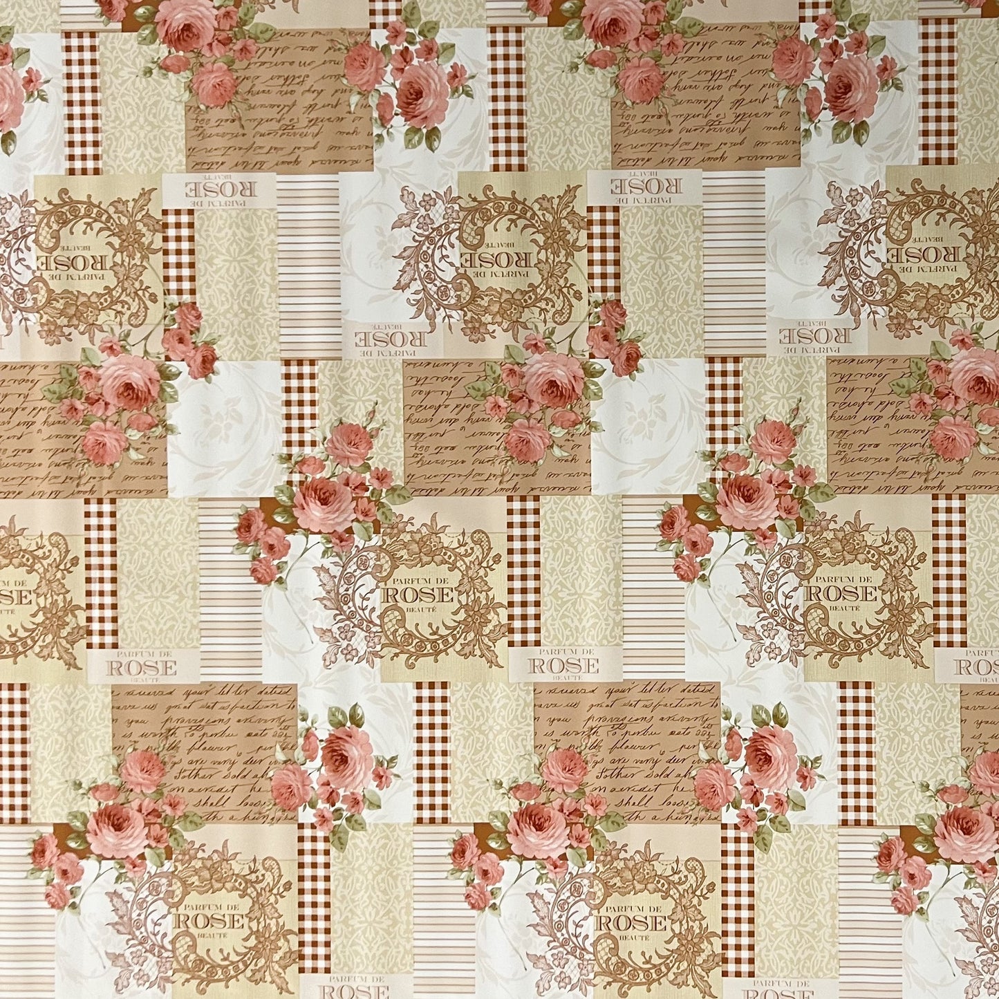 Wachstuch Tischdecke Rosenblüten beige