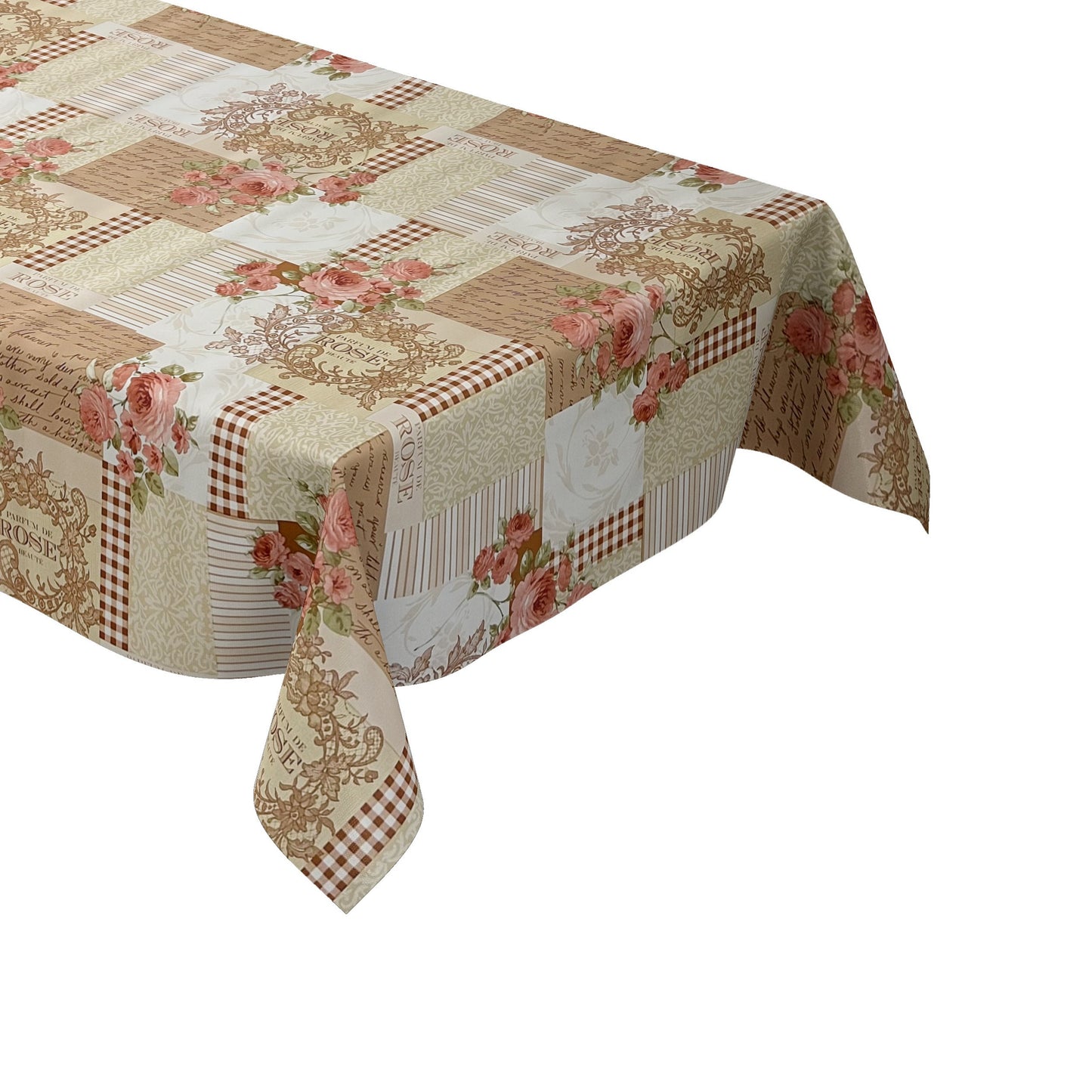 Wachstuch Tischdecke Rosenblüten beige