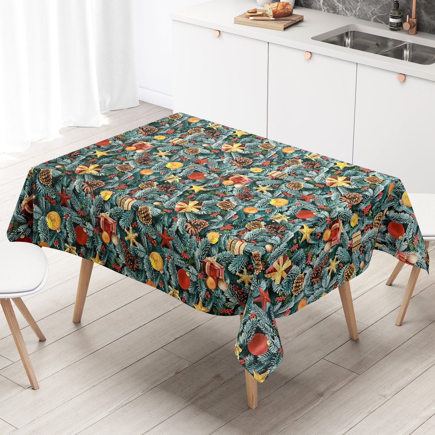 Wachstuchtischdecke Weihanchten Tannenzapfen