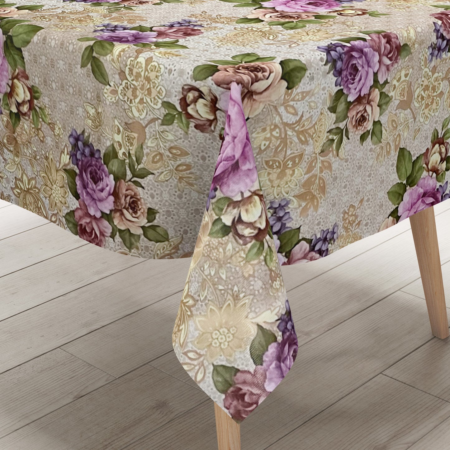 Wachstuch Tischdecke Rosen beige
