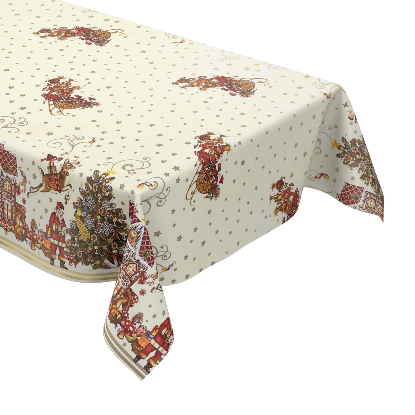 KEVKUS Wachstuch Tischdecke K23A beige Weihnachten Advent wählbar in eckig, rund und oval -