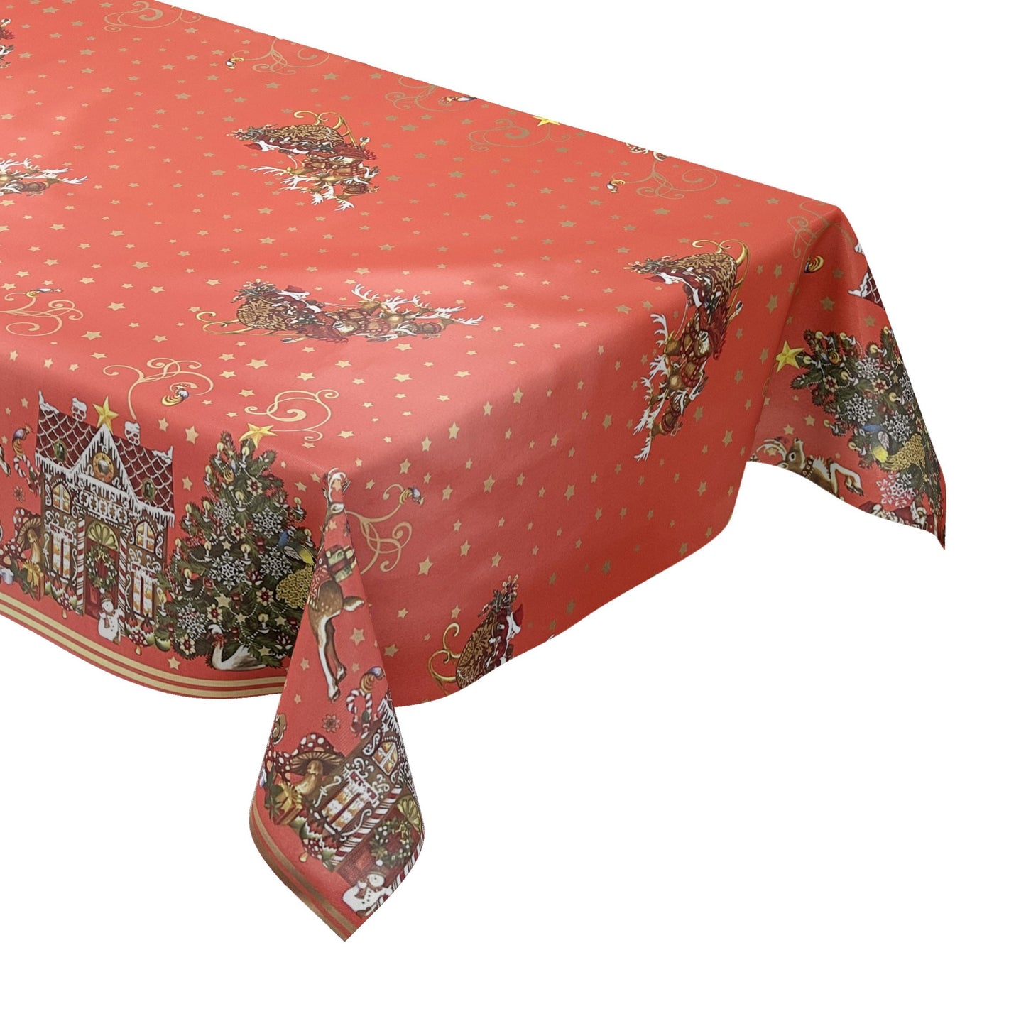 KEVKUS Wachstuch Tischdecke K23B rot Weihnachten Advent wählbar in eckig, rund und oval -