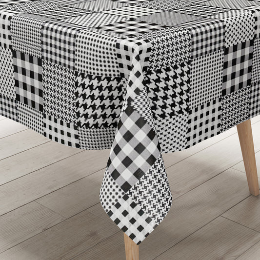 Wachstuch Tischdecke Hahnentritt Karo schwarz weiß