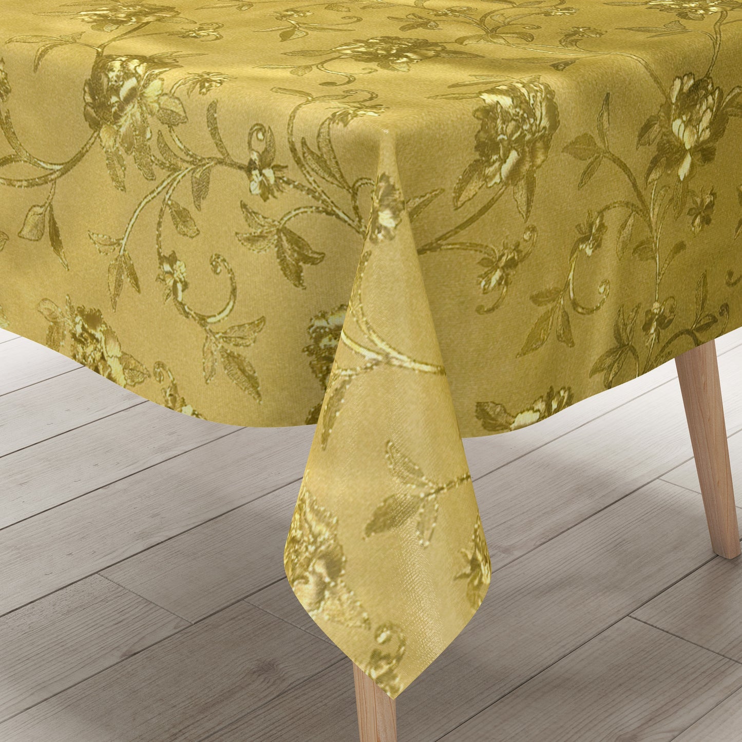 Wachstuch Tischdecke Damast geprägt K605A Gold Rosen Blüten Advent eckig rund oval