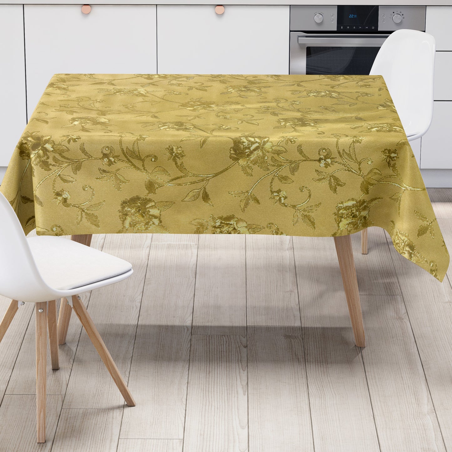 Wachstuch Tischdecke Damast geprägt K605A Gold Rosen Blüten Advent eckig rund oval