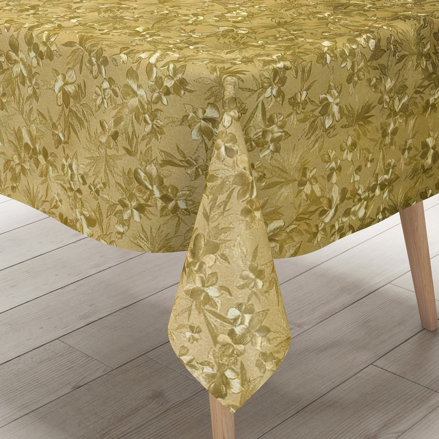 Wachstuch Tischdecke Damast geprägt gold