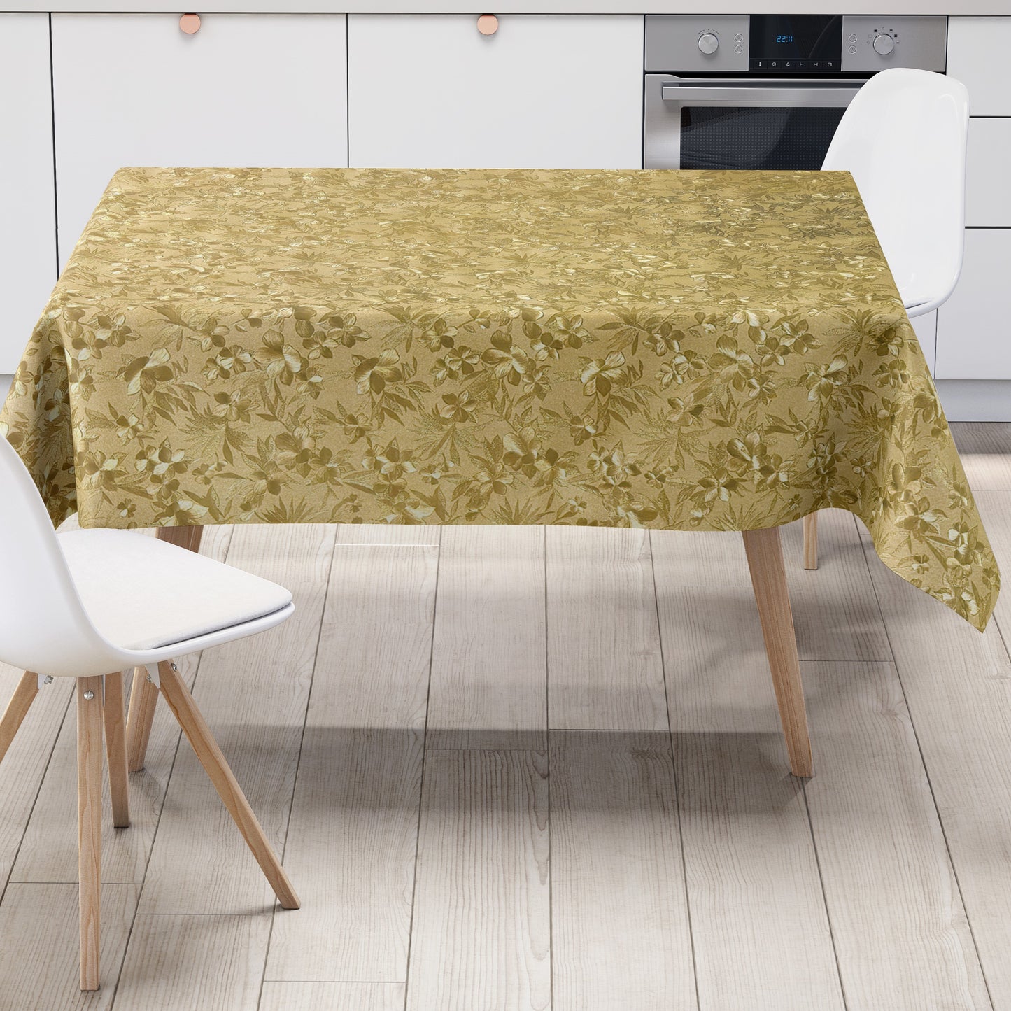 Wachstuch Tischdecke Damast geprägt gold