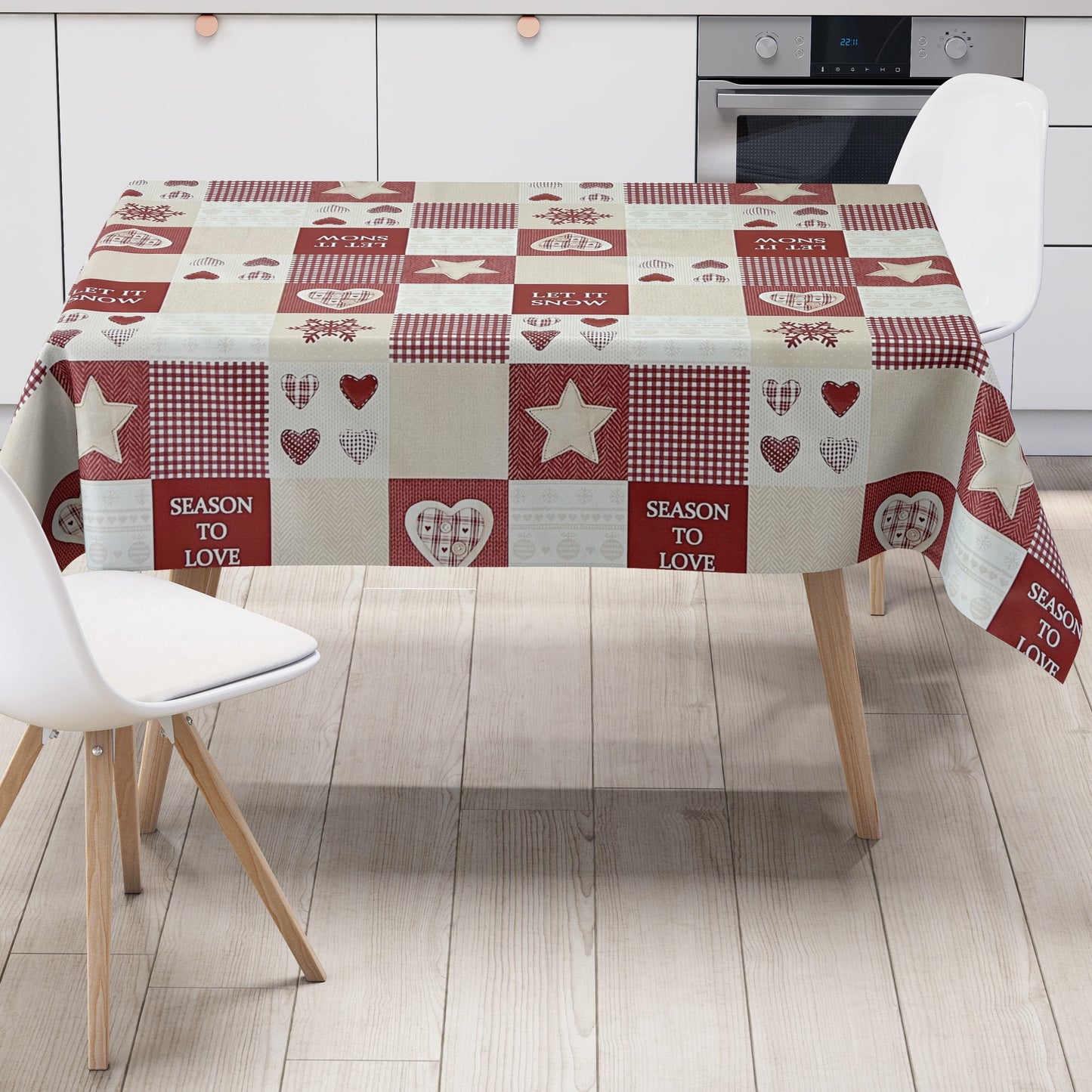 Wachstuch Tischdecke K71A Weihnachten LET IT SNOW Schneeflocken abwischbar eckig rund oval