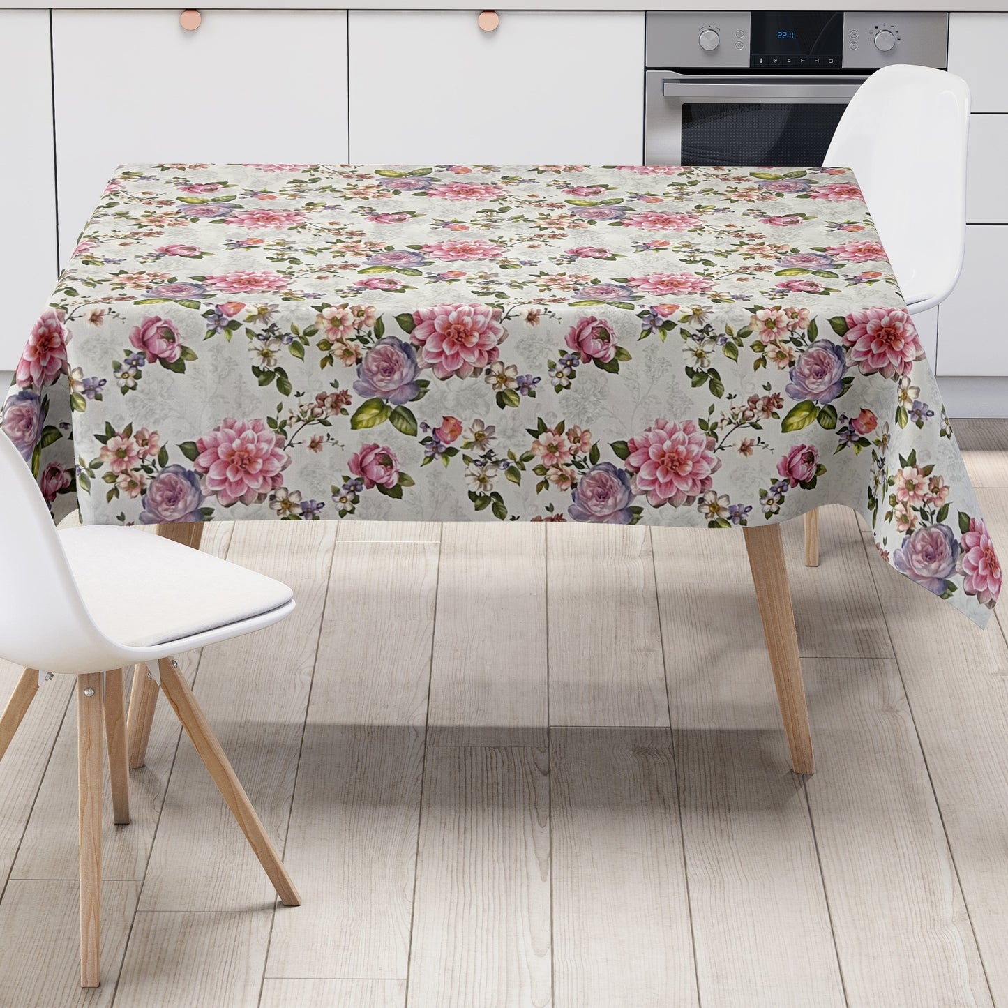 Wachstuch Tischdecke Rosen auf weiss