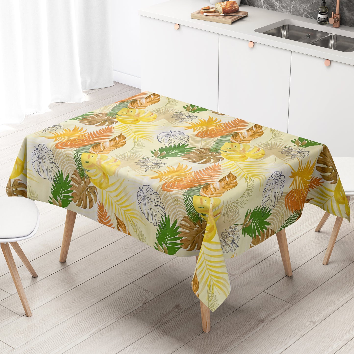Wachstuch Tischdecke Dschungel gelb