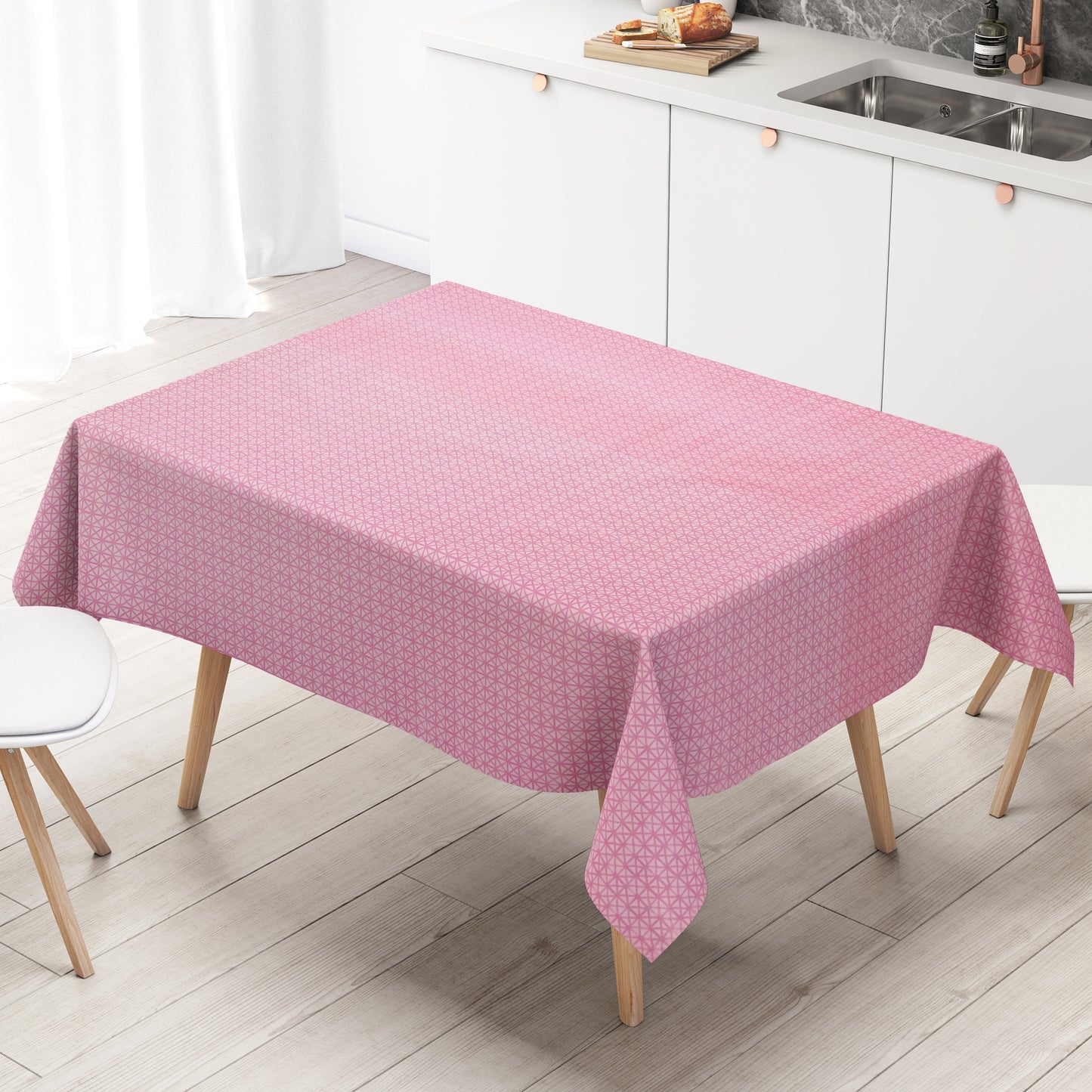 Wachstuch Tischdecke geometrie rosa
