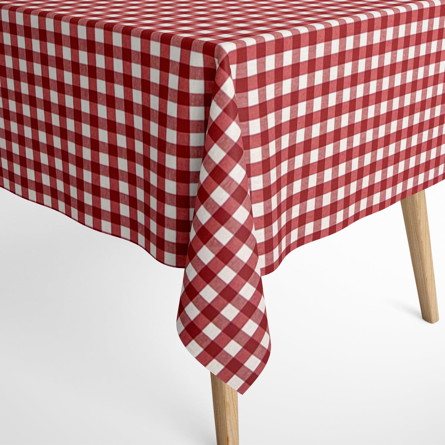 Jacquard Tischdecke aus beschichteter Baumwolle mit Fleckenschutz MENORCA-C401 kariert rot eckig rund oval