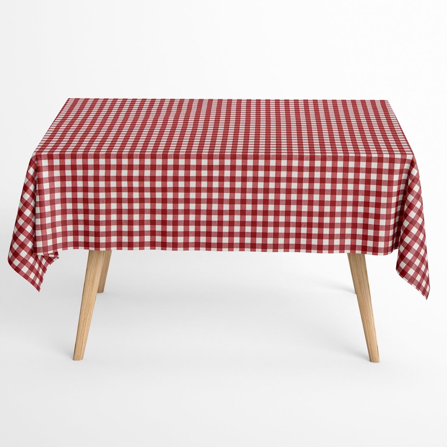 Jacquard Tischdecke aus beschichteter Baumwolle mit Fleckenschutz MENORCA-C401 kariert rot eckig rund oval