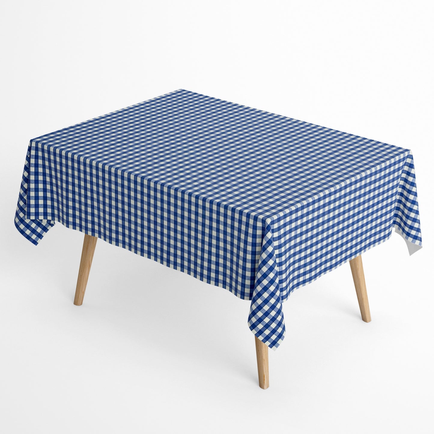 textile Baumwolltischdecke kariert blau