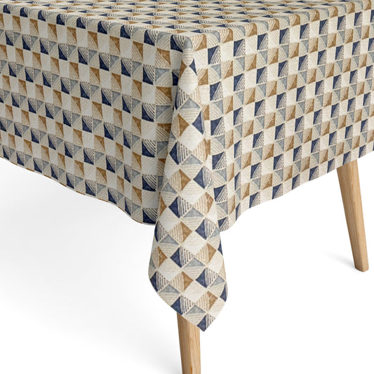 Jacquard tablecloth made of coated cotton with stain protection OLAYA geometry cube retro square round oval
