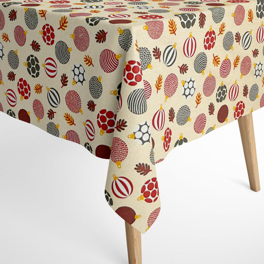 Nappe en coton Noël Avent ORMI C-201 Boules de Noël carrées rondes ovales