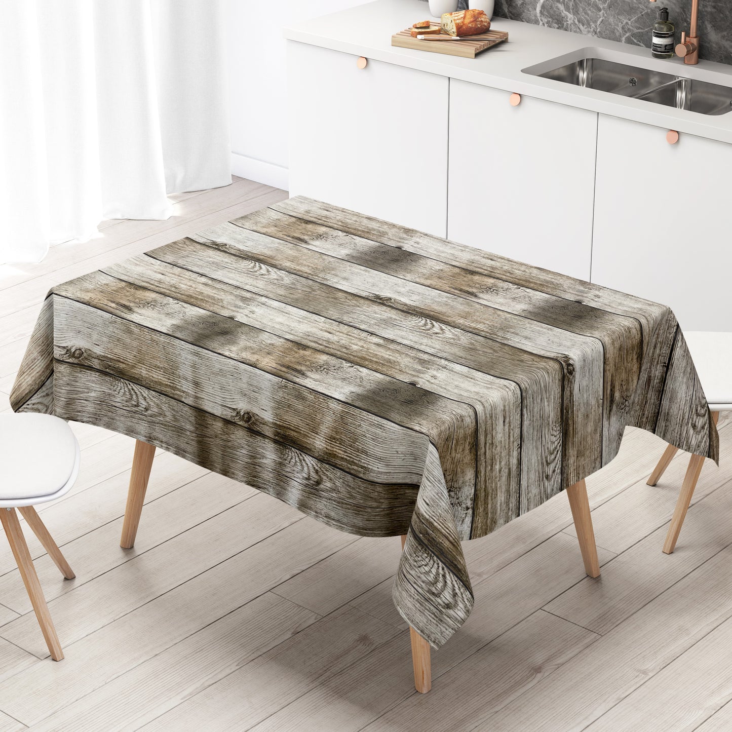 KEVKUS Wachstuch Tischdecke P1000-1 Holz Holzdielen Alm wählbar in eckig, rund und oval -
