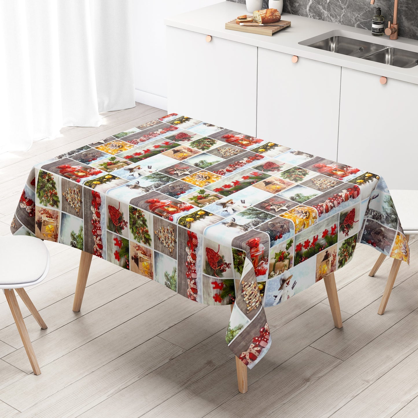 KEVKUS Wachstuch Tischdecke P1032-1 Weihnachten Advent Holz wählbar in eckig, rund und oval -