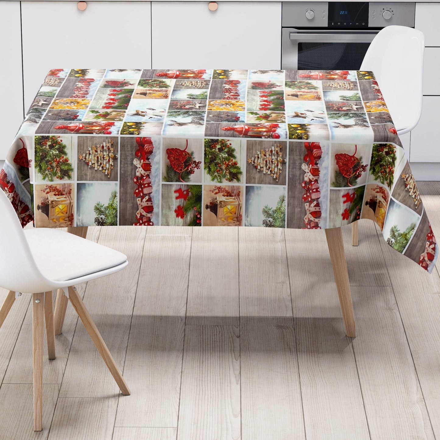 KEVKUS Wachstuch Tischdecke P1032-1 Weihnachten Advent Holz wählbar in eckig, rund und oval -