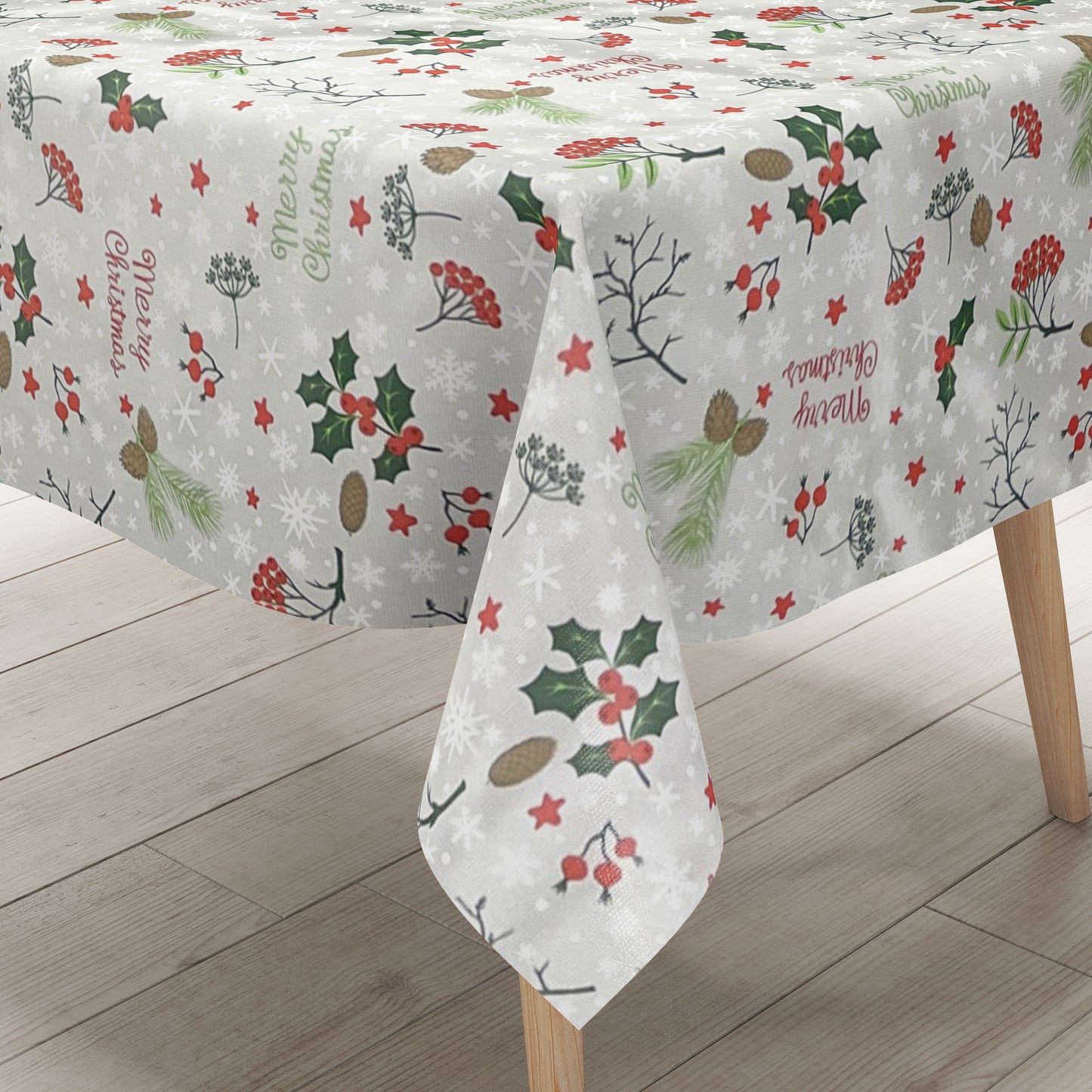 KEVKUS Wachstuch Tischdecke P1034-2 grau Weihnachten Advent wählbar in eckig, rund und oval -