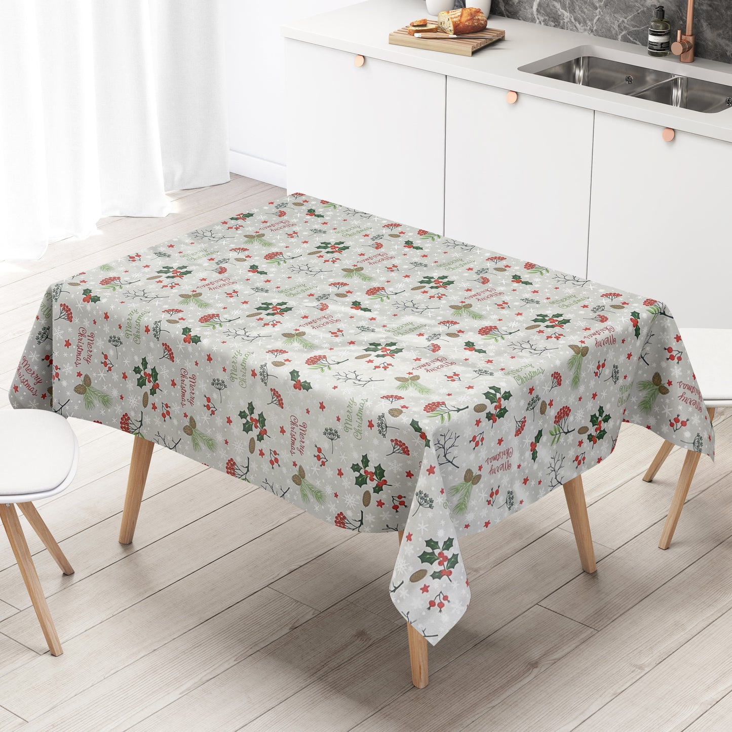KEVKUS Wachstuch Tischdecke P1034-2 grau Weihnachten Advent wählbar in eckig, rund und oval -