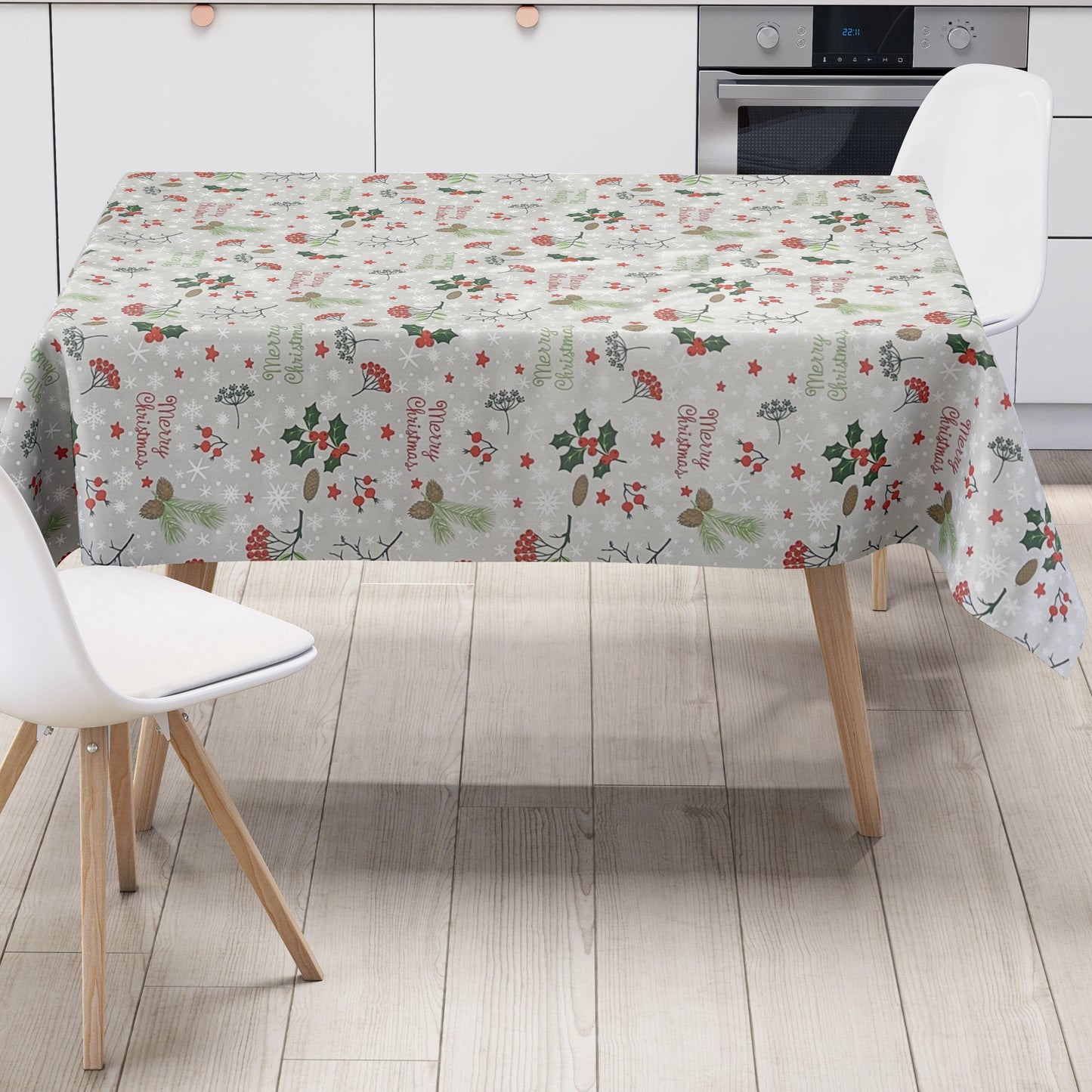 KEVKUS Wachstuch Tischdecke P1034-2 grau Weihnachten Advent wählbar in eckig, rund und oval -