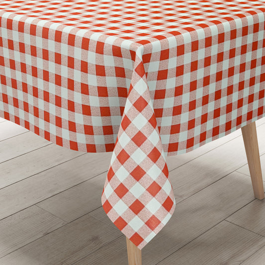 Nappe en toile cirée P107-1 à carreaux rouges grand carré rond ovale