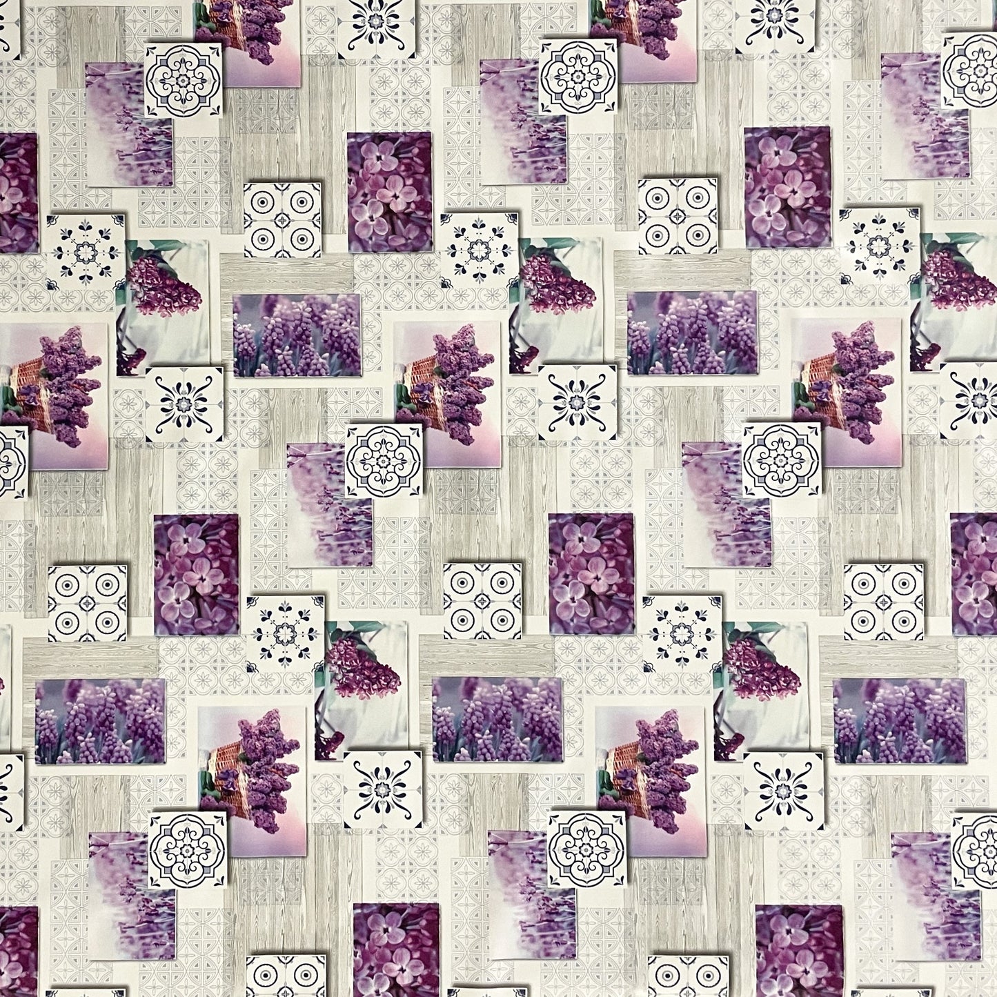 Wachstuch Tischdecke Flieder Holz