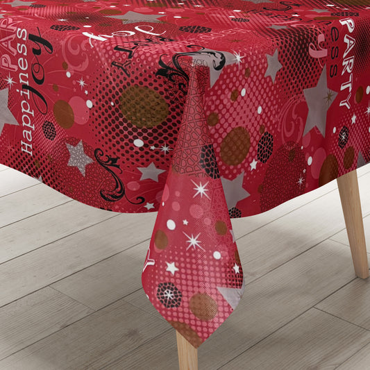 Oilcloth tablecloth P1094-3 red New Year's Eve party New Year's carnival square round oval