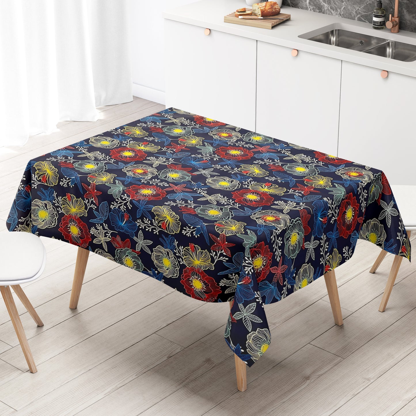 Wachstuch Tischdecke retro marine