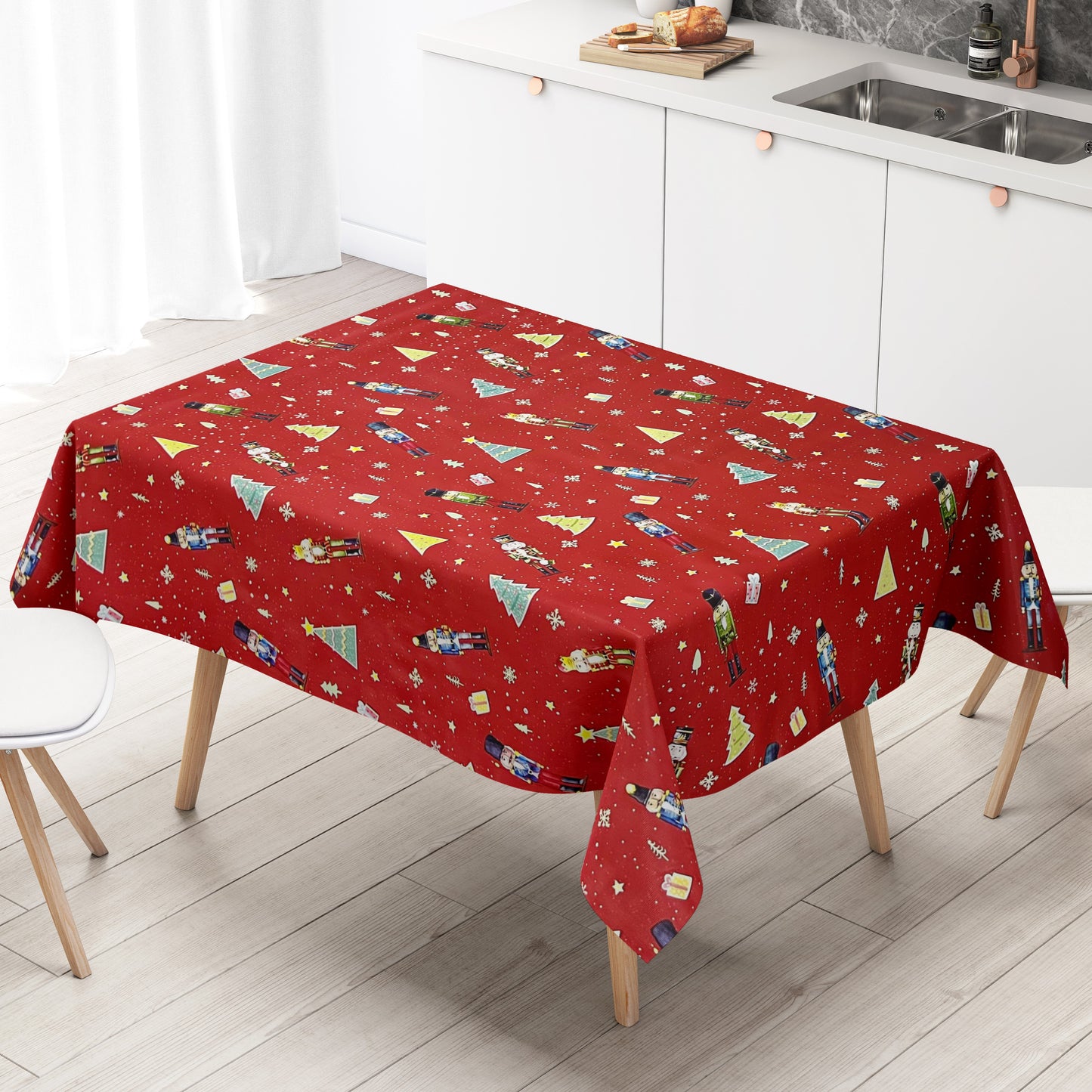 Wachstuch Tischdecke Nussknacker rot