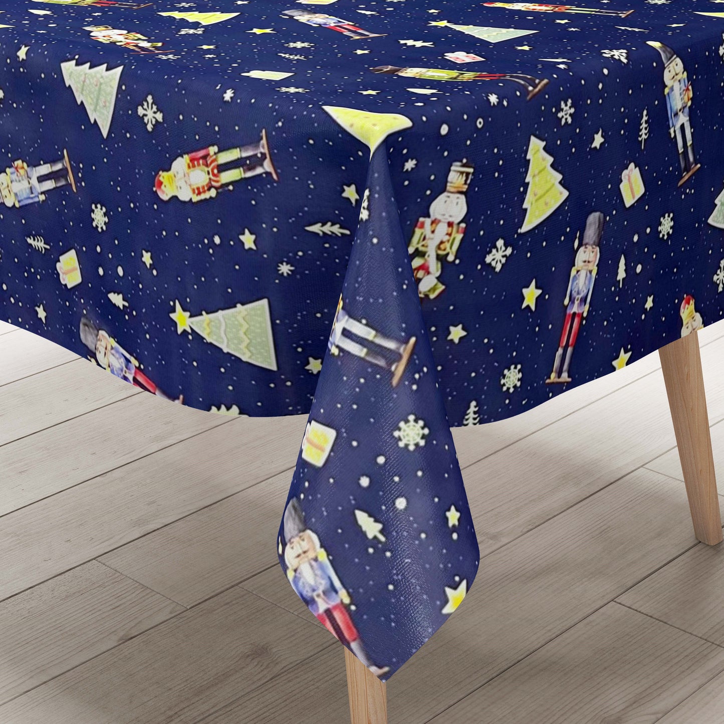 Wachstuch Tischdecke marineblau Nussknacker Weihanchten